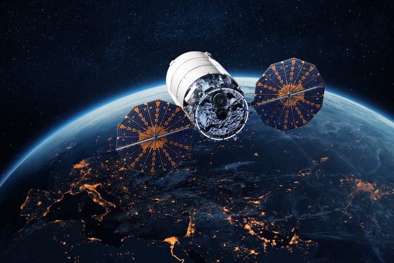 Amazing beautiful blue planet earth with satellite view from spa