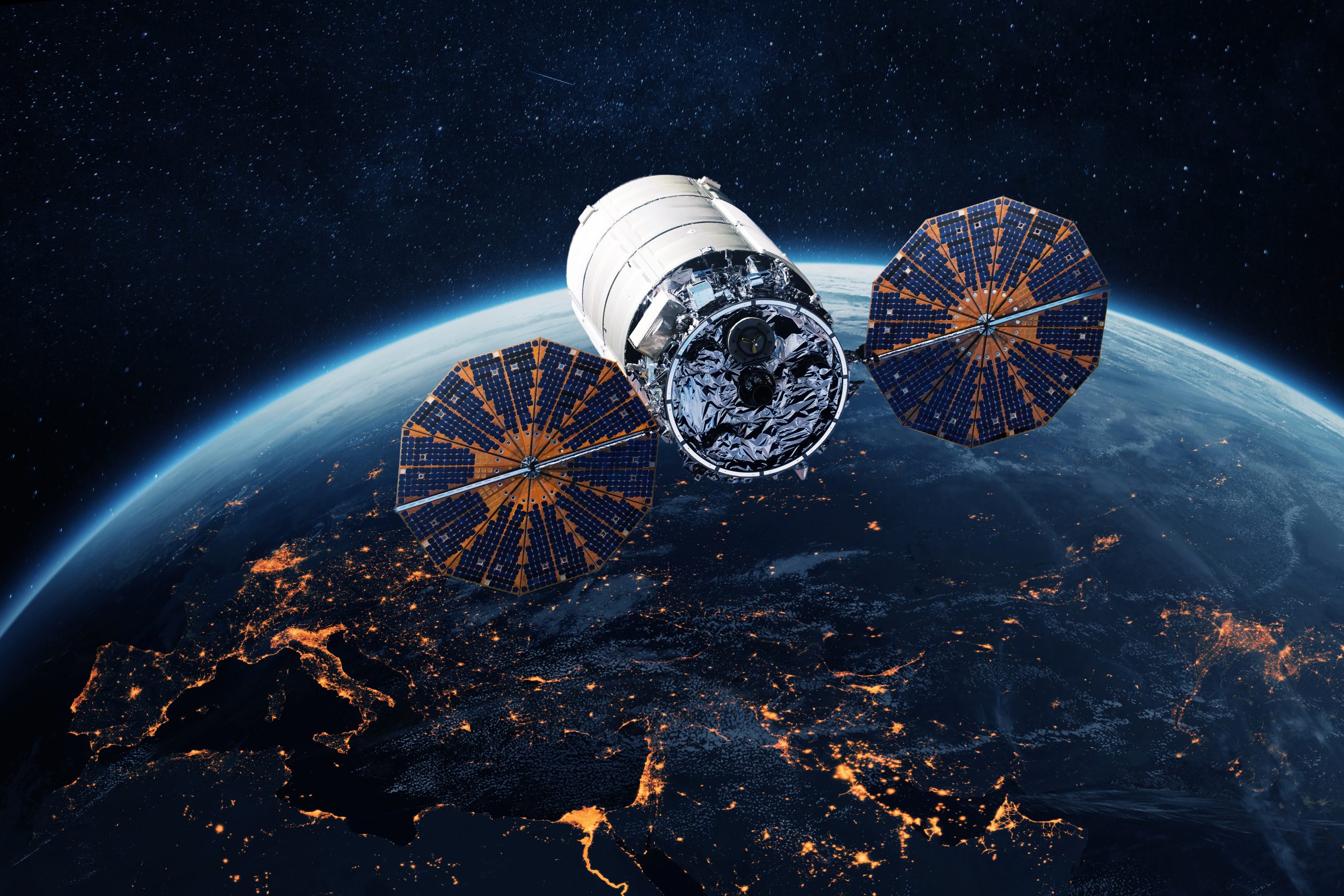 Amazing beautiful blue planet earth with satellite view from spa